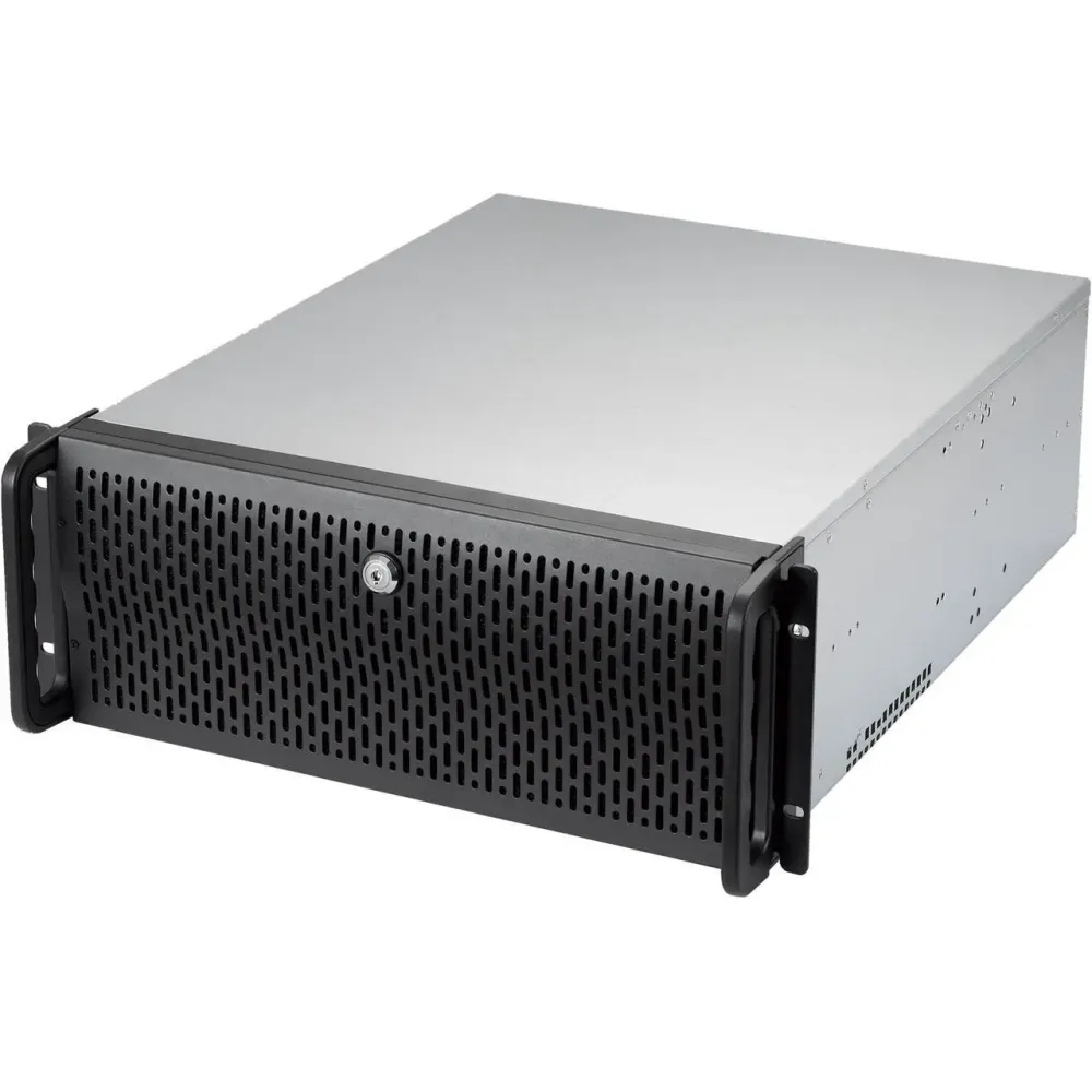 Rosewill 4U Server Chassis Rackmount Case | 8 3.5" HDD Bays, 3 5.25" Devices | ATX, CEB Compatible | 2 Front 120mm Fans, 2 Rear 80mm Fans | 2x USB 3.0 | Front Panel Lock | Silver/Black