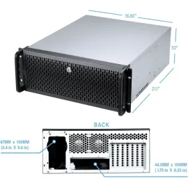 Rosewill 4U Server Chassis Rackmount Case | 8 3.5" HDD Bays, 3 5.25" Devices | ATX, CEB Compatible | 2 Front 120mm Fans, 2 Rear 80mm Fans | 2x USB 3.0 | Front Panel Lock | Silver/Black