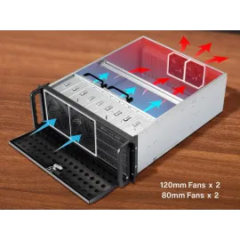 Rosewill 4U Server Chassis Rackmount Case | 8 3.5" HDD Bays, 3 5.25" Devices | ATX, CEB Compatible | 2 Front 120mm Fans, 2 Rear 80mm Fans | 2x USB 3.0 | Front Panel Lock | Silver/Black