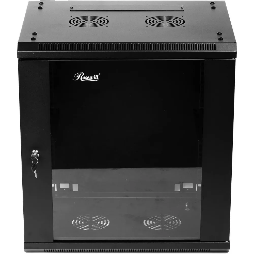 Rosewill 12U Server Rack Enclosure with Glass Door, Locks, & Removable Side Panels Wall Mount Network Cabinet 19 Inch Rack 17.7 Inches Deep Fully Assemble