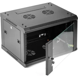 Rosewill 6U Server Rack Enclosure with Glass Door, Locks, & Removable Side Panels Wall Mount Network Cabinet 19 Inch Rack 17.7 Inches Deep Fully Assemble-RSWM-6U001