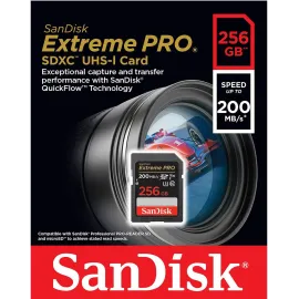 SanDisk 256GB Extreme Pro SDXC UHS-I/U3 V30 Class 10 Memory Card, Speed Up to 200MB/s