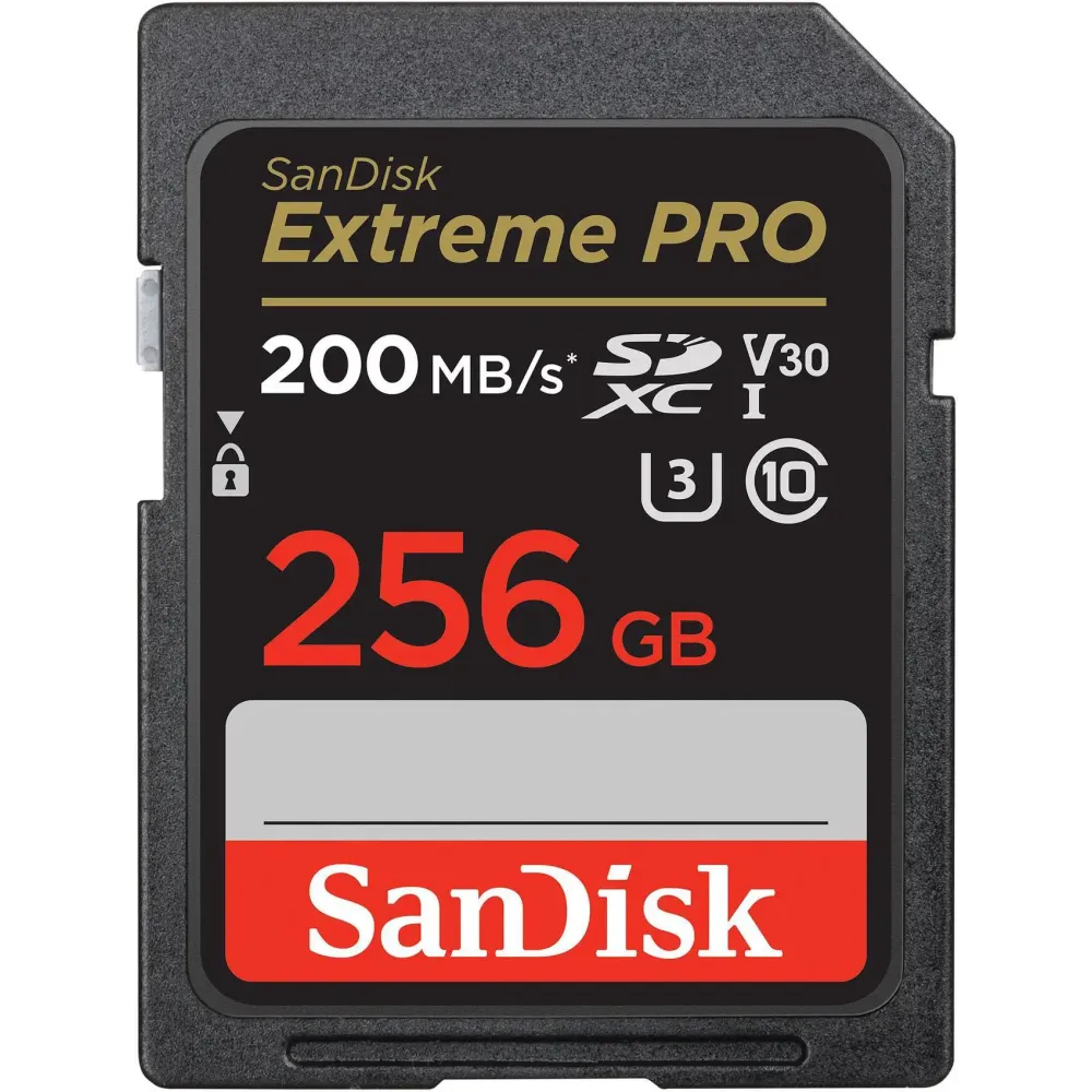 SanDisk 256GB Extreme Pro SDXC UHS-I/U3 V30 Class 10 Memory Card, Speed Up to 200MB/s