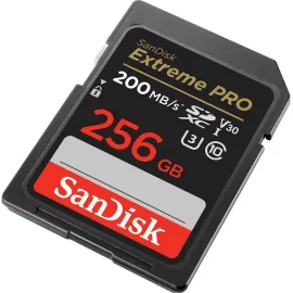 SanDisk 256GB Extreme Pro SDXC UHS-I/U3 V30 Class 10 Memory Card, Speed Up to 200MB/s