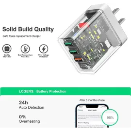35W USB C Wall Charger Block, 2-Pack 4Port PD+QC Fast Power Adapter, Type C Charging Brick Cube Plug for iPhone 11/12/13/14/Pro Max, XS/XR/X, iPad/AirPods Pro, Samsung, Google, Tablet, Android(White)