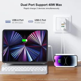 35W USB C Wall Charger Block, 2-Pack 4Port PD+QC Fast Power Adapter, Type C Charging Brick Cube Plug for iPhone 11/12/13/14/Pro Max, XS/XR/X, iPad/AirPods Pro, Samsung, Google, Tablet, Android(White)