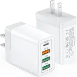 35W USB C Wall Charger Block, 2-Pack 4Port PD+QC Fast Power Adapter, Type C Charging Brick Cube Plug for iPhone 11/12/13/14/Pro Max, XS/XR/X, iPad/AirPods Pro, Samsung, Google, Tablet, Android(White)