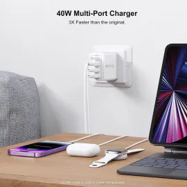 35W USB C Wall Charger Block, 2-Pack 4Port PD+QC Fast Power Adapter, Type C Charging Brick Cube Plug for iPhone 11/12/13/14/Pro Max, XS/XR/X, iPad/AirPods Pro, Samsung, Google, Tablet, Android(White)