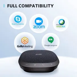 Anker PowerConf S330 USB Speakerphone, Conference Microphone for Home Office, Smart Voice Enhancement, Plug and Play, 360° Voice Coverage via 4 Microphones, and Powerful Sound
