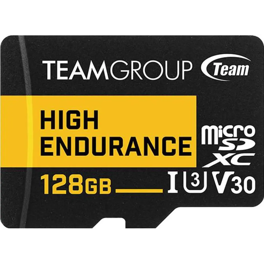 Team 128GB High Endurance microSDXC UHS-I U3, V30 Memory Card, designed for monitoring, Speed Up to 100MB/s