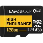 Team 128GB High Endurance microSDXC UHS-I U3, V30 Memory Card, designed for monitoring, Speed Up to 100MB/s