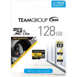 Team 128GB High Endurance microSDXC UHS-I U3, V30 Memory Card, designed for monitoring, Speed Up to 100MB/s