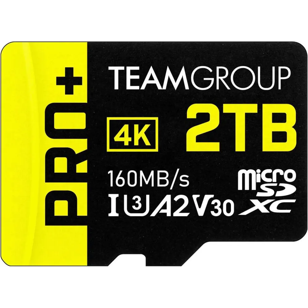 Team 2TB Pro+ microSDXC UHS-I/U3 Class 10 Memory Card with Adapter, compatible with Nintendo-Switch, Steam Deck, and ROG Ally, Speed Up to 160MB/s