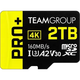 Team 2TB Pro+ microSDXC UHS-I/U3 Class 10 Memory Card with Adapter, compatible with Nintendo-Switch, Steam Deck, and ROG Ally, Speed Up to 160MB/s