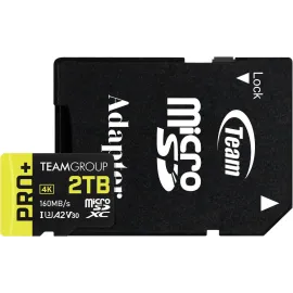 Team 2TB Pro+ microSDXC UHS-I/U3 Class 10 Memory Card with Adapter, compatible with Nintendo-Switch, Steam Deck, and ROG Ally, Speed Up to 160MB/s