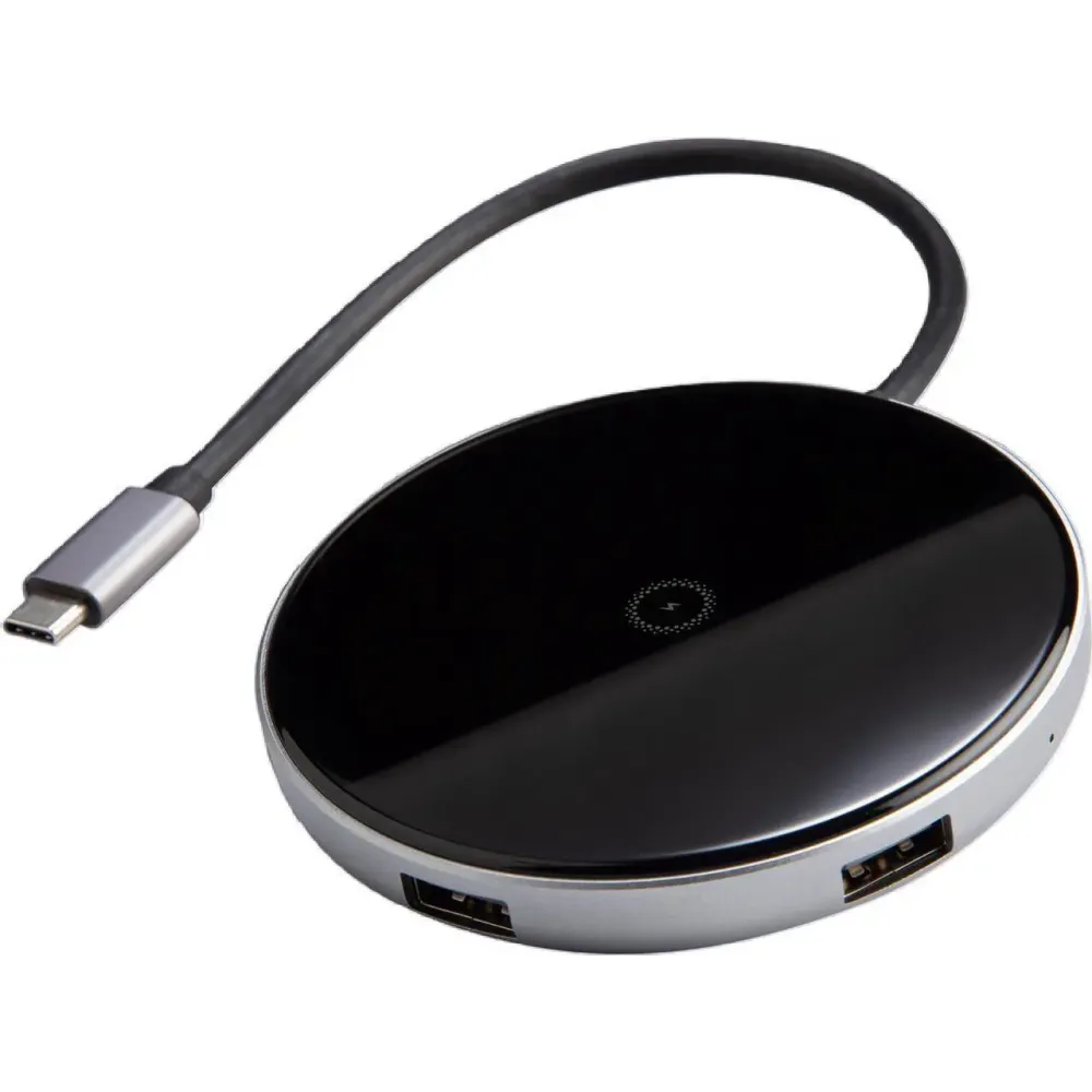 Rosewill 60W Five-Port Wireless Charger and Data Transfer USB Hub with 1 USB-C Port, 3 USB-A Ports and 1 HDMI Port with 4K Ultra HD, USB-C Power Delivery, Qi-Certified, Black