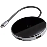 Rosewill 60W Five-Port Wireless Charger and Data Transfer USB Hub with 1 USB-C Port, 3 USB-A Ports and 1 HDMI Port with 4K Ultra HD, USB-C Power Delivery, Qi-Certified, Black