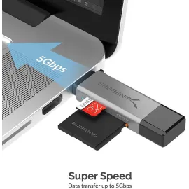 SABRENT USB 3.0 and USB Type-C OTG Card Reader Supports SD, SDHC, SDXC, MMC/MicroSD, T-Flash
