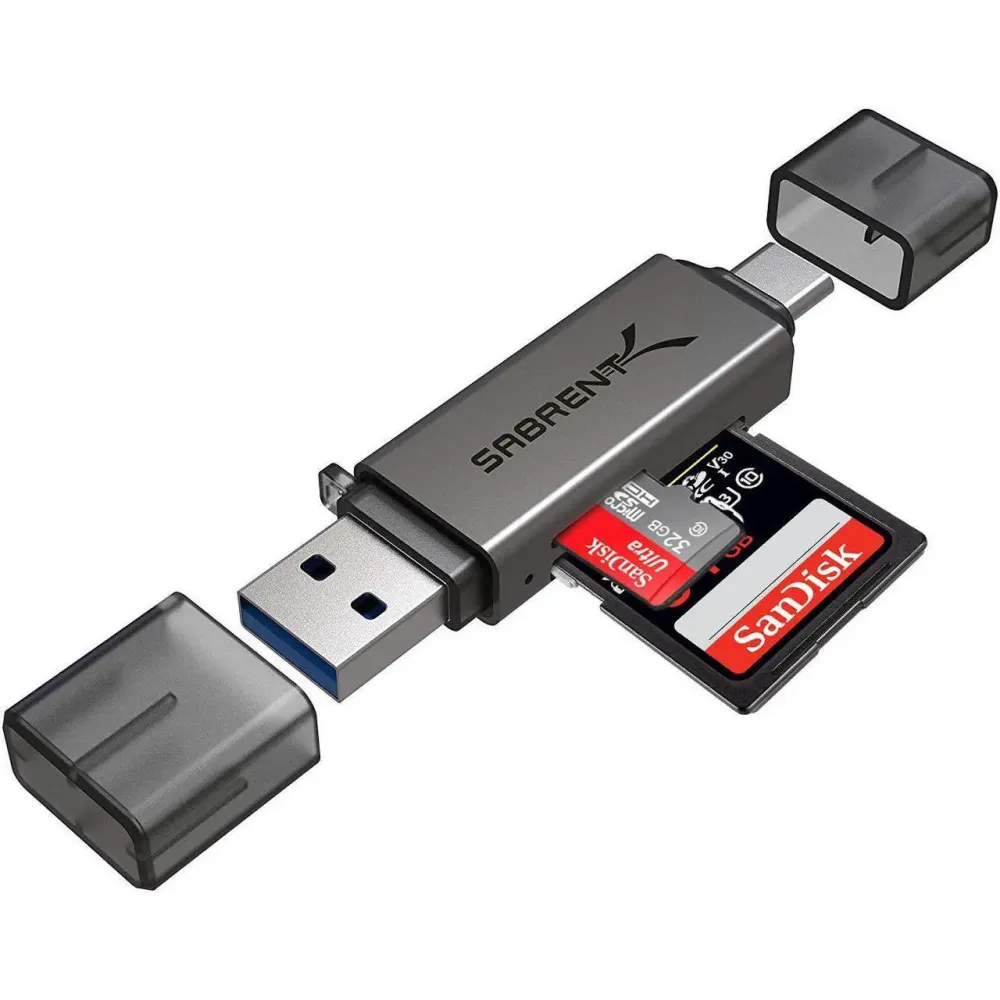 SABRENT USB 3.0 and USB Type-C OTG Card Reader Supports SD, SDHC, SDXC, MMC/MicroSD, T-Flash