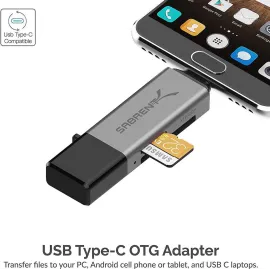 SABRENT USB 3.0 and USB Type-C OTG Card Reader Supports SD, SDHC, SDXC, MMC/MicroSD, T-Flash