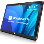 Fusion5 10.1" Windows 11 Tablet PC - Ultra Slim Full HD Tablet Computer - 8GB RAM, 128GB Storage, 10 Inch Display, 5G WiFi, Quad-Core CPU, USB 3.0, Micro HDMI, Dual Cameras, Bluetooth