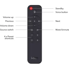 WiiM Voice Remote for WiiM Mini and Pro Audio Streamer, Push-to-Talk, 4 Music Preset Buttons