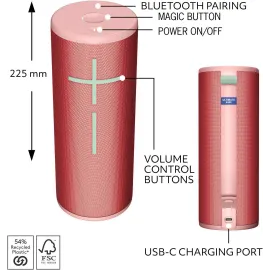 Ultimate Ears MEGABOOM 4 Wireless Bluetooth Speaker - Raspberry Red