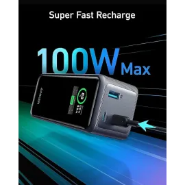 Anker Prime Power Bank, 20,000mAh Portable Charger with 200W Output, Smart Digital Display, 2 USB-C and 1 USB-A Port Compatible with iPhone 14/13 Series, Samsung, MacBook, Dell, and More