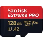 SanDisk 128GB Extreme PRO® microSD UHS-I Card with Adapter C10, U3, V30, A2, 200MB/s Read 90MB/s Write
