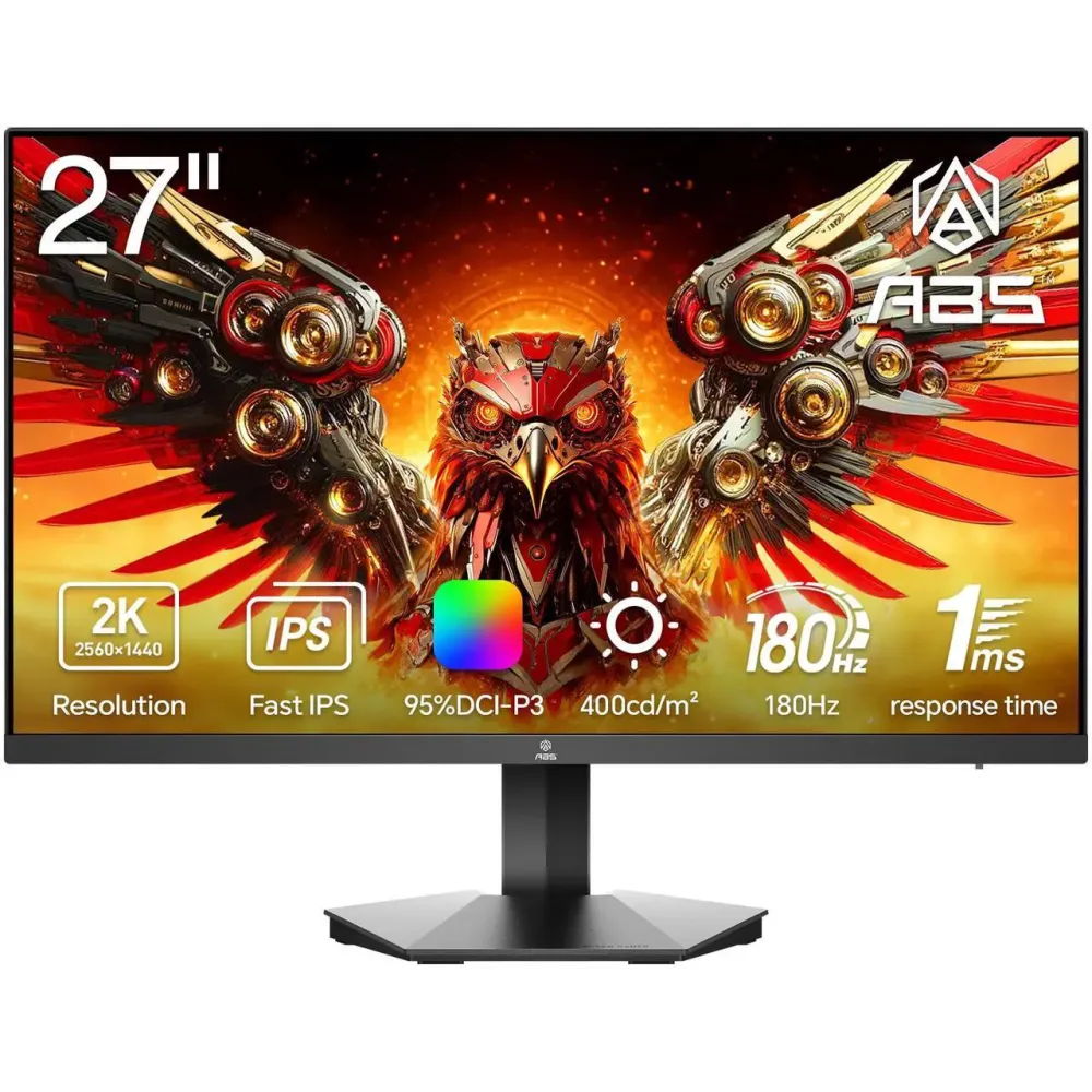 ABS Gaming Monitor 27" 180Hz Fast IPS QHD (2560x1440) 1ms VESA DisplayHDR 400, FreeSync,DCI-P3 95%