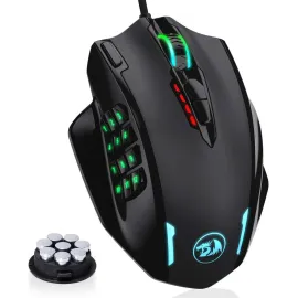 Redragon M908 Impact RGB Gaming Mouse, 12400 DPI Wired Laser MMO Mouse with High Precision Actuation, 12 Macro Side Buttons and 16.8 Million Customized Breathing Backlight for PC/Laptop