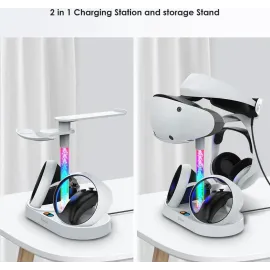 PS VR2 magnetic rainbow charging stand can be stored glasses headphones PSVR2 handle seat charger with dazzling RGB lights