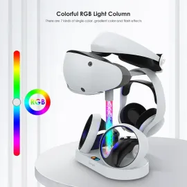PS VR2 magnetic rainbow charging stand can be stored glasses headphones PSVR2 handle seat charger with dazzling RGB lights