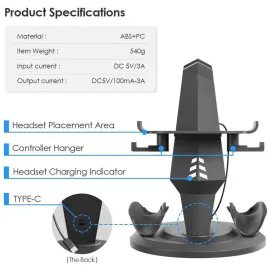 SOVAWIN VR Charging Dock for Meta Oculus Quest 3S / Quest 3 Accessories Vertical Charge Stand Controller Holder VR Headset Display Base for Quest2
