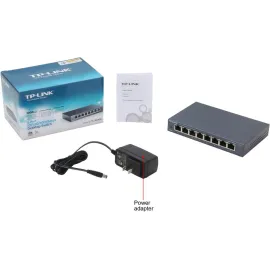 TP-Link 8 Port Gigabit Ethernet Network Switch | Ethernet Splitter | Sturdy Metal w/ Shielded Ports | Plug-and-Play | Traffic Optimization | Unmanaged