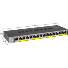Netgear ProSafe GS116PP 16-Port PoE/PoE+ Gigabit Ethernet Unmanaged Switch with FlexPoE (183W)
