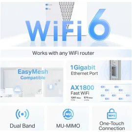 TP-Link AX1800 RE615X WiFi 6 Range Extender with Ethernet Port OneMesh Compatible