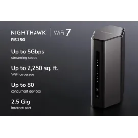 Netgear Nighthawk RS150 Dual-Band WiFi 7 Router, BE5000 Wireless Speed (up to 5.0 Gbps)