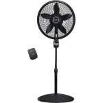 Lasko 18" 3-Speed Oscillating Cyclone Pedestal Fan with Remote and Timer, 1843, Black