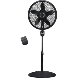 Lasko 18" 3-Speed Oscillating Cyclone Pedestal Fan with Remote and Timer, 1843, Black