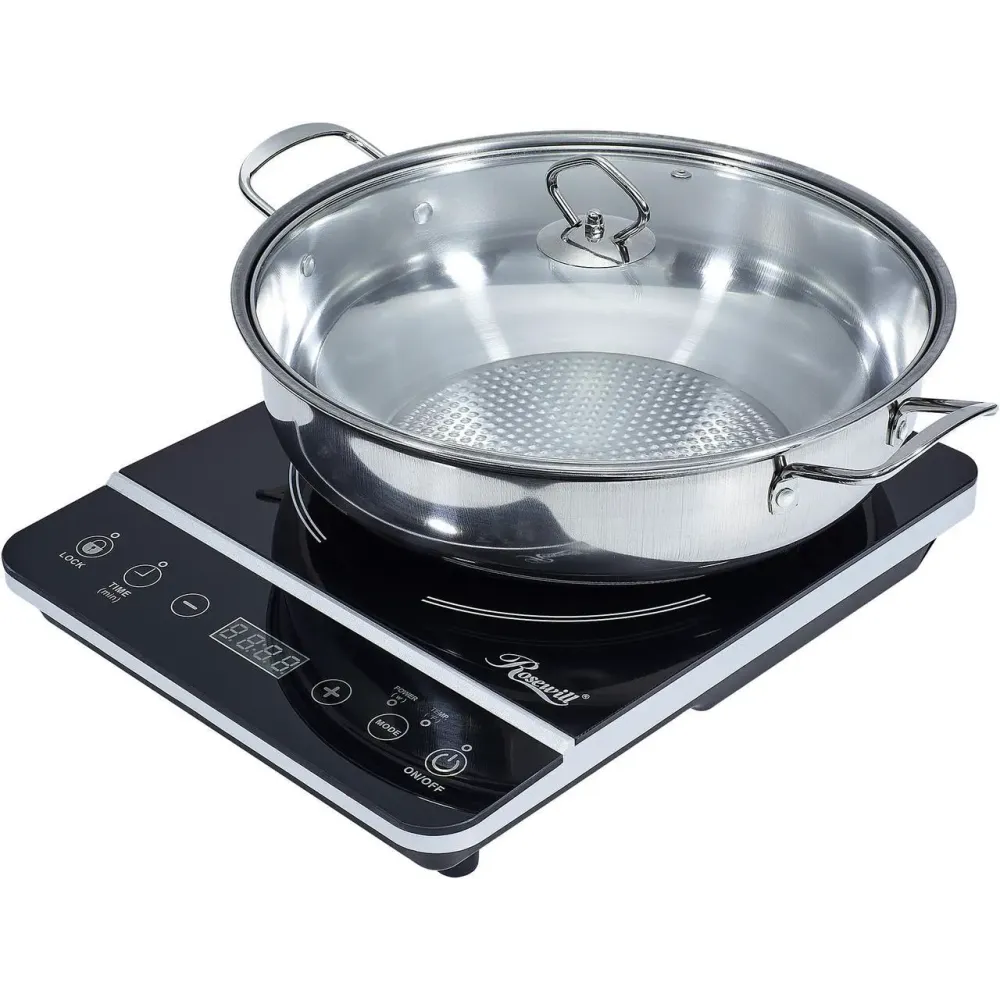 Rosewill Portable Induction Cooktop Burner, 1800W, 8 Power/Temp Levels, Touch Panel, LED Display, Timer, Auto Shut-Off, Child Safety Lock, Includes Stainless Steel Pot