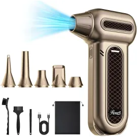 Rosewill Electric Air Duster - 130,000 RPM Super Power Cordless Compressed with Turbo Mode, 4-Gear Adjustable Mini Blower with Fast Charging, Inflation and Suction, Dust Blower for Computer, Keyboard