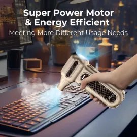 Rosewill Electric Air Duster - 130,000 RPM Super Power Cordless Compressed with Turbo Mode, 4-Gear Adjustable Mini Blower with Fast Charging, Inflation and Suction, Dust Blower for Computer, Keyboard