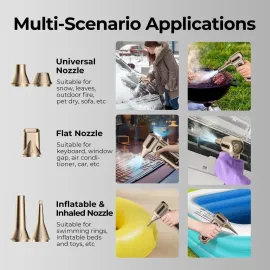 Rosewill Electric Air Duster - 130,000 RPM Super Power Cordless Compressed with Turbo Mode, 4-Gear Adjustable Mini Blower with Fast Charging, Inflation and Suction, Dust Blower for Computer, Keyboard