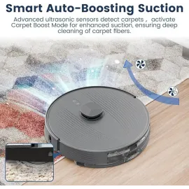 AIRROBO L50+ Robot Vacuum and Mop (5500Pa Suction) 60-Day Self-Cleaning, LiDAR Navigation and Mapping, Voice/App Control, 240min Runtime