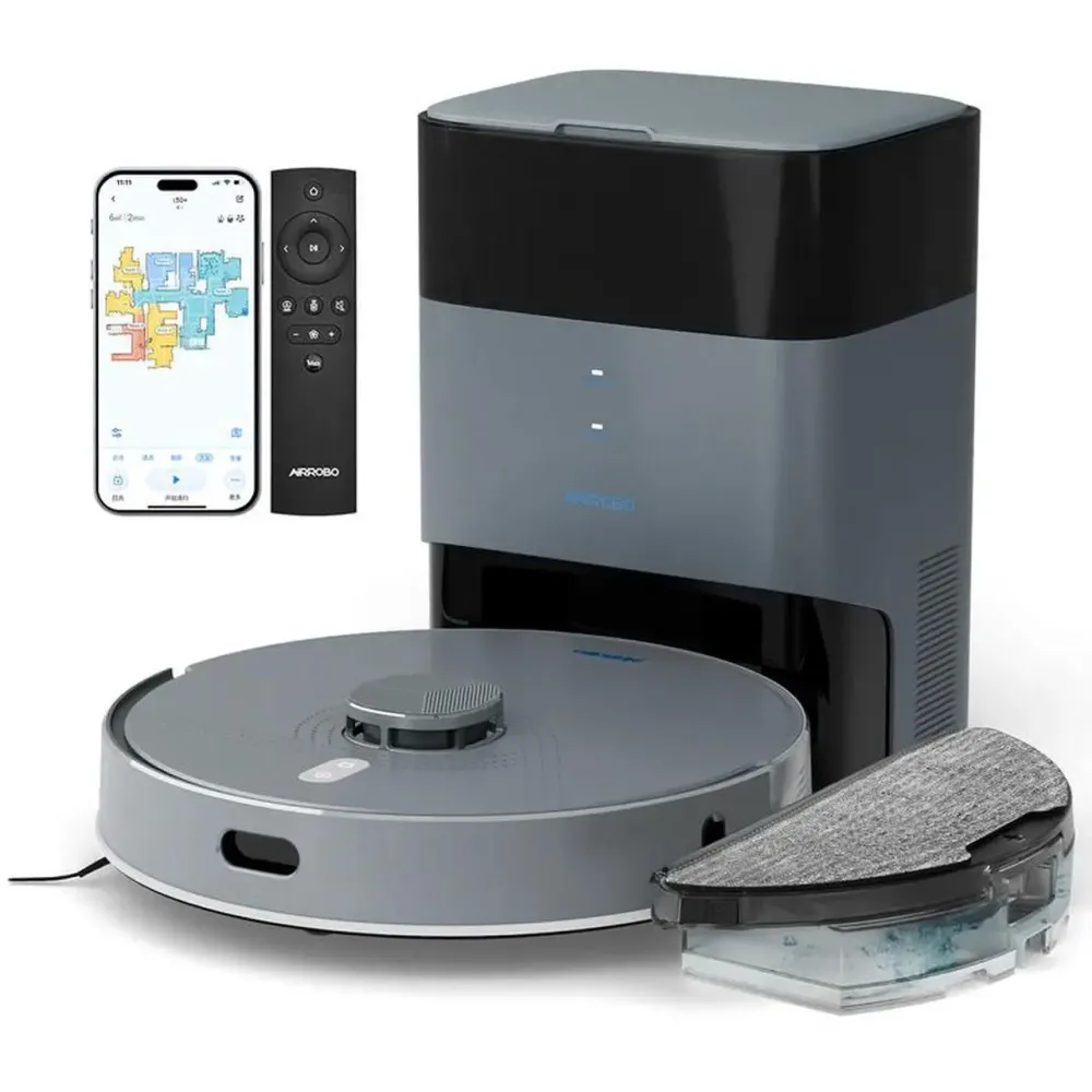 AIRROBO L50+ Robot Vacuum and Mop (5500Pa Suction) 60-Day Self-Cleaning, LiDAR Navigation and Mapping, Voice/App Control, 240min Runtime