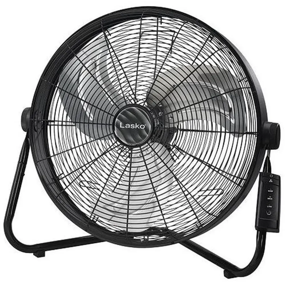 Lasko 20" 3-Speed Pivoting High Velocity Utility Floor or Wall Mount Fan with Remote, H20685, Black
