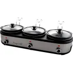 MegaChef MC-1203-W Silver Triple 2.5 Quart Slow Cooker and Server with Cooking Pots