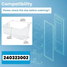 Ecotric 240323002 PS429725 AP2115742 Refrigerator Door Shelf Bin Compatible with Frigidaire Refrigerator Door Bin Shelf Bucket PC Plastic Clear AH429725 Replacement only