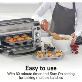 Hamilton Beach 2-in-1 Countertop Toaster Oven and Long Slot 2 Slice Toaster, 60 Minute Timer and Automatic Shut Off, Shade Selector, Stainless Steel